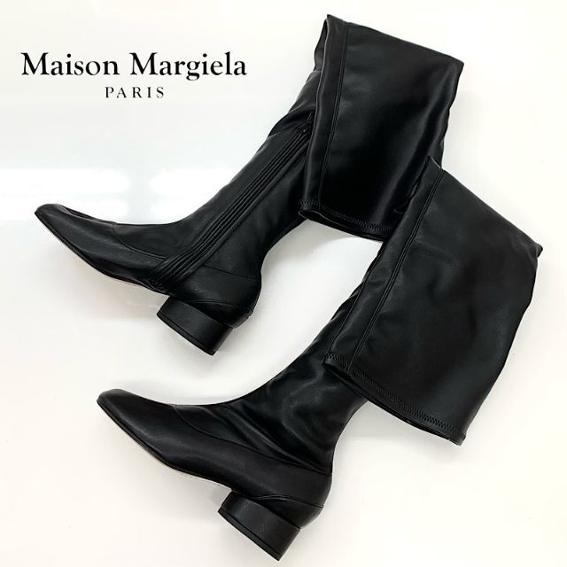 絶対一番安い Martin Maison Margiela ブラック サイハイブーツ レザー