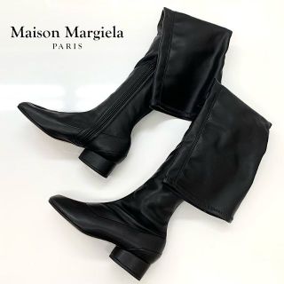 マルタンマルジェラ(Maison Martin Margiela)の4781 未使用 メゾンマルジェラ 足袋 レザー サイハイブーツ ブラック(ブーツ)