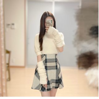 ロービングチェックミニスカート アイボリー M | mdh.com.sa