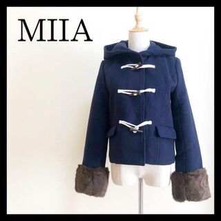 ミーア(MIIA)の新品未使用❤︎ミーア ダッフル ショート コート ネイビー 袖ファー かわいい(ダッフルコート)