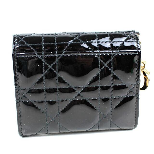 Dior(ディオール)のディオール　ミニ財布　三つ折り財布　エナメル　チャーム付き　ブラック　黒　q23 レディースのファッション小物(財布)の商品写真