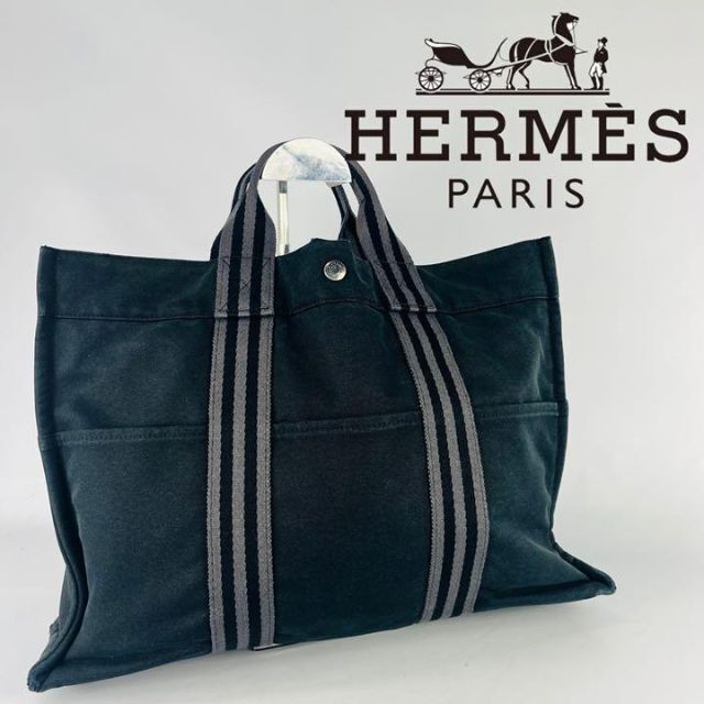 【即日発送】HERMESエルメス　フールトゥ　黒　紺色　ハンドバッグ