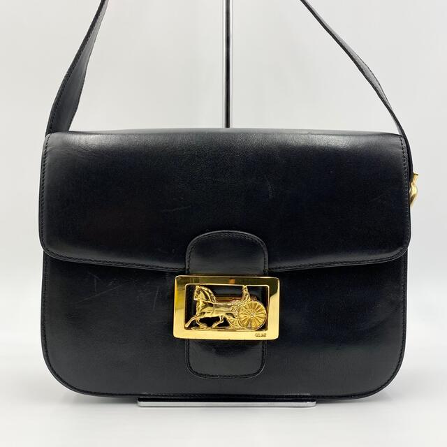 最大10%セット割 celine ゴールド金具 レザー ブラックの通販 by