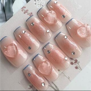 ワンホンネイル チークネイル 韓国 ネイルチップ ツイードネイル 量産型 中国 コスメ/美容のネイル(つけ爪/ネイルチップ)の商品写真