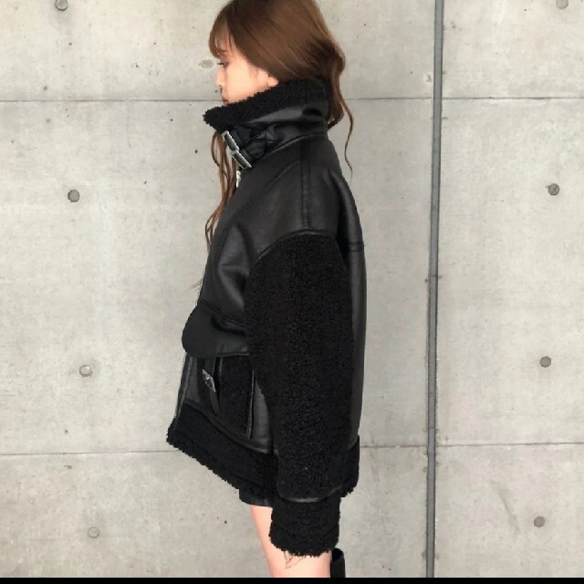 アンビー ENVYM ボアコンビボンバーJKムートンジャケット ムートンブルゾン
