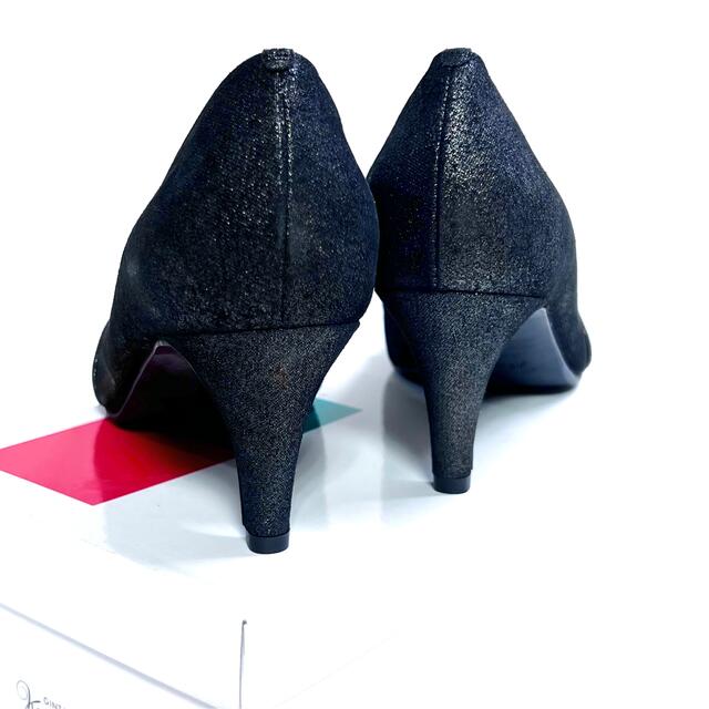 GINZA Kanematsu(ギンザカネマツ)のGINZAカネマツ❤️新品❤️黒ブラック上品グリッターリボン レディースの靴/シューズ(ハイヒール/パンプス)の商品写真