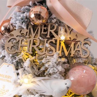 クリスマスツリー スノーホワイト 高さ45cm ミニ 卓上 ライト付き の