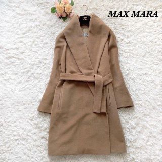 マックスマーラ(Max Mara)の【美品】MAXMARA　ロングガウンコート　ベルテッド　キャメル　40　L(ロングコート)