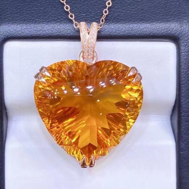国内正規品】 【高級】シトリン 30ct k18 ペンダントトップ ネックレス