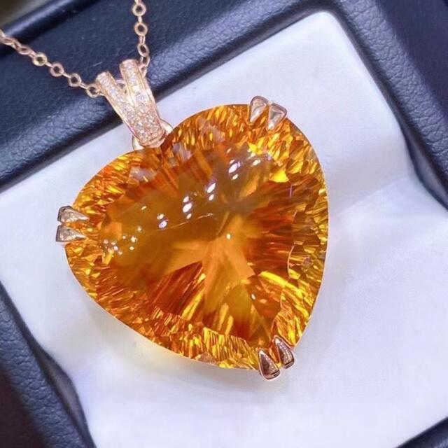 完全限定 【高級】シトリン ペンダントトップ k18 30ct ネックレス