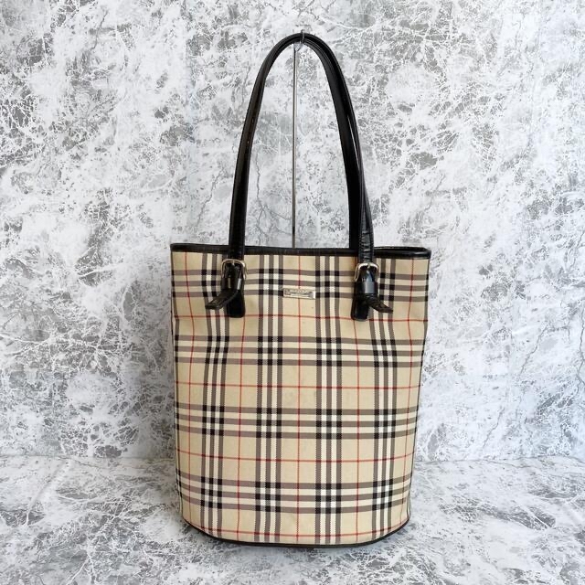 極美品 バーバリーBurberry トートバッグ キャンバス ノバチェック 柄 | フリマアプリ ラクマ