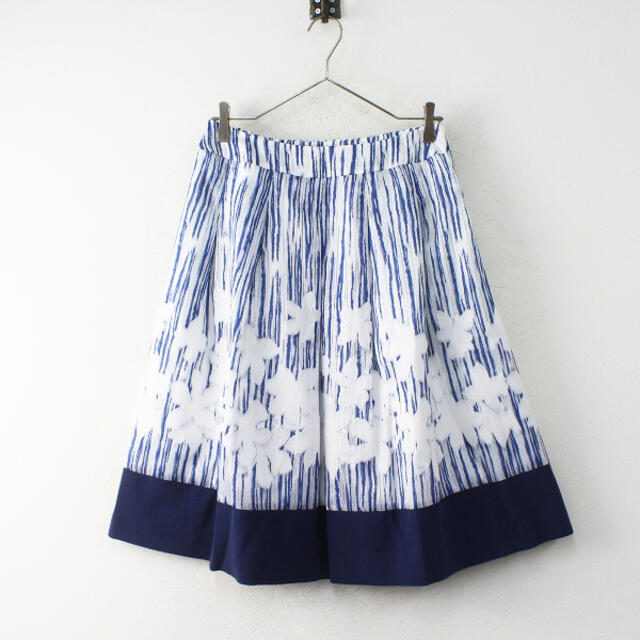 美品 2019SS M'S GRACY エムズグレイシー Flower Jaquard Skirt フラワージャガードスカート 40/ホワイトブルー【2400012998612】