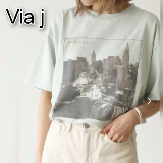 キャナルジーン(CANAL JEAN)のキャナルジーン Viaj プリントTシャツ グリーン オーバーサイズ(Tシャツ(半袖/袖なし))