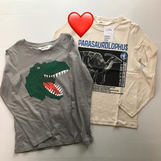 エイチアンドエム(H&M)の新品✨恐竜プリント長袖Tシャツ2枚セットH&M(Tシャツ/カットソー)