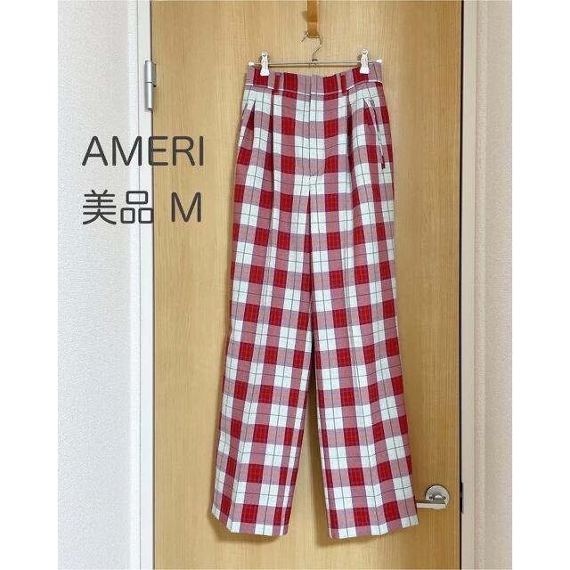 【美品】AMERI アメリ チェックパンツ 赤 M