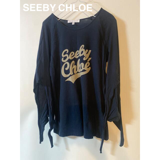 SEE BY CHLOE(シーバイクロエ)の36 SEE BY CHLOE クロエ ロゴ変形Tシャツ カットソー レディースのトップス(Tシャツ(長袖/七分))の商品写真