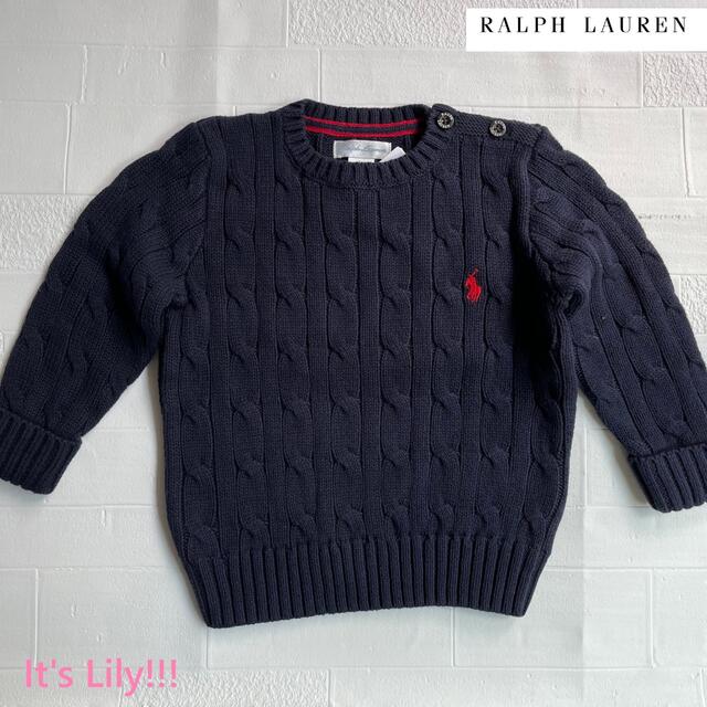 Ralph Lauren(ラルフローレン)の12m80cm ラルフローレン  ccセーター　紺　赤ポニー キッズ/ベビー/マタニティのベビー服(~85cm)(シャツ/カットソー)の商品写真