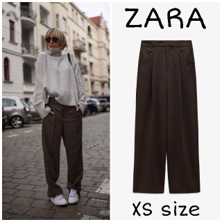 ザラ(ZARA)のZARA　フルレングスパンツ　XSサイズ　ブラウン(カジュアルパンツ)