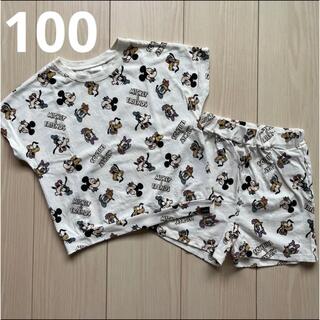 ディズニー(Disney)の【Disney】フタフタ 総柄 セットアップ パジャマ 白 100(Tシャツ/カットソー)