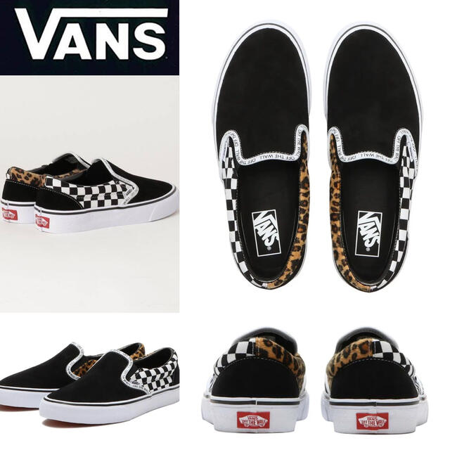 VANS(ヴァンズ)の26.5cm【VANS】レオパード ×チェッカー×ブラック　スリッポン メンズの靴/シューズ(スリッポン/モカシン)の商品写真