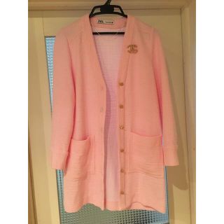 ザラ(ZARA)のZARAツィード調ミドル丈カーディガンXS/CHANELシャネル(カーディガン)