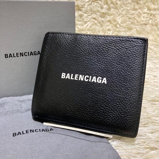 バレンシアガ(Balenciaga)の箱付✨バレンシアガ 二つ折り財布 エブリディ ブランドロゴ レザー ブラック 黒(財布)