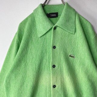 ラコステ(LACOSTE)の超希少 70’s LACOSTE 襟付き ニットシャツ カーディガン 緑(カーディガン)