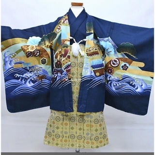 男の子 七五三 着物 紋付袴 長襦袢 小物セット 中古品 ゴールドの通販 