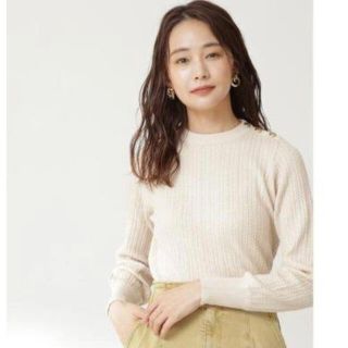 エヌナチュラルビューティーベーシック(N.Natural beauty basic)のN.natural beauty basic ショルダーボタン ケーブル ニット(ニット/セーター)