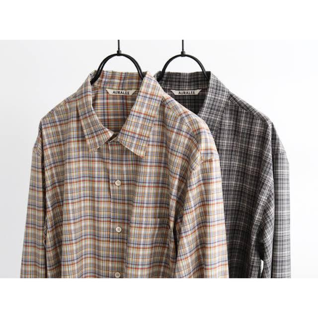 トップスAURALEE WASHABLE SUPER LIGHT WOOL CHECK