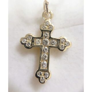K18YG ダイヤモンドレディースピアス クロス 十字架