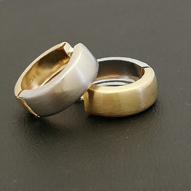 K18YG & WG◯中折れ式☆艶消しピアス☆幅あり・シンプル・フープピアス