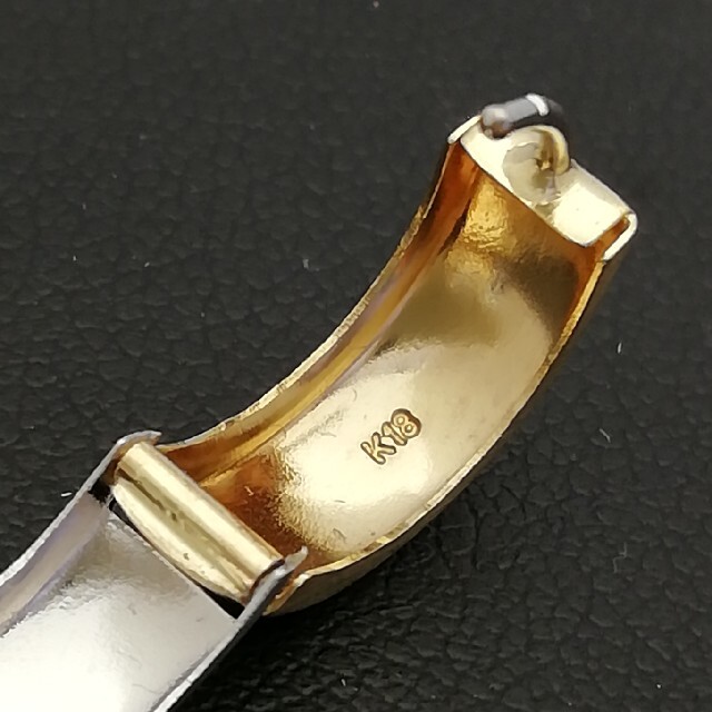 K18YG & WG◯中折れ式☆艶消しピアス☆幅あり・シンプル・フープピアス