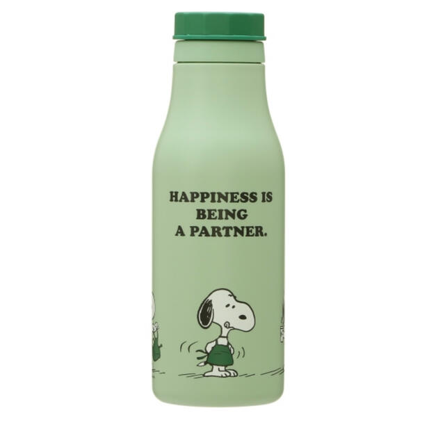 ステンレスロゴボトル スタバ　PEANUTS グリーン　スヌーピー インテリア/住まい/日用品のキッチン/食器(タンブラー)の商品写真