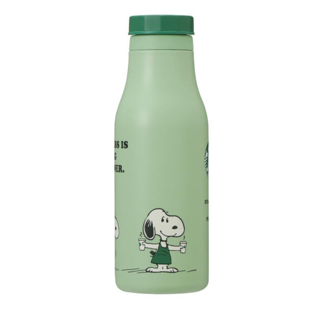 ステンレスロゴボトル スタバ　PEANUTS グリーン　スヌーピー インテリア/住まい/日用品のキッチン/食器(タンブラー)の商品写真