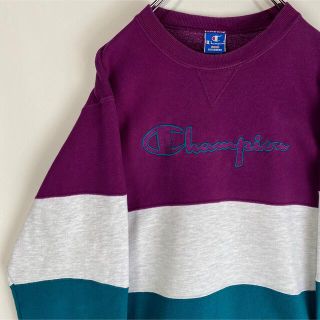 チャンピオン(Champion)のチャンピオン　刺繍ロゴ　スウェット　マルチカラー　古着　USA製　L 90s(スウェット)