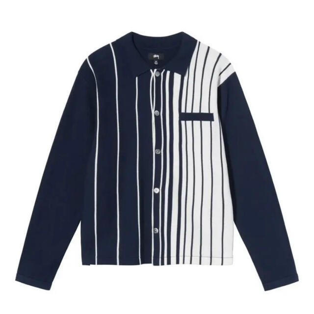 STUSSY STRIPED KNIT SHIRT NAVY 21AW