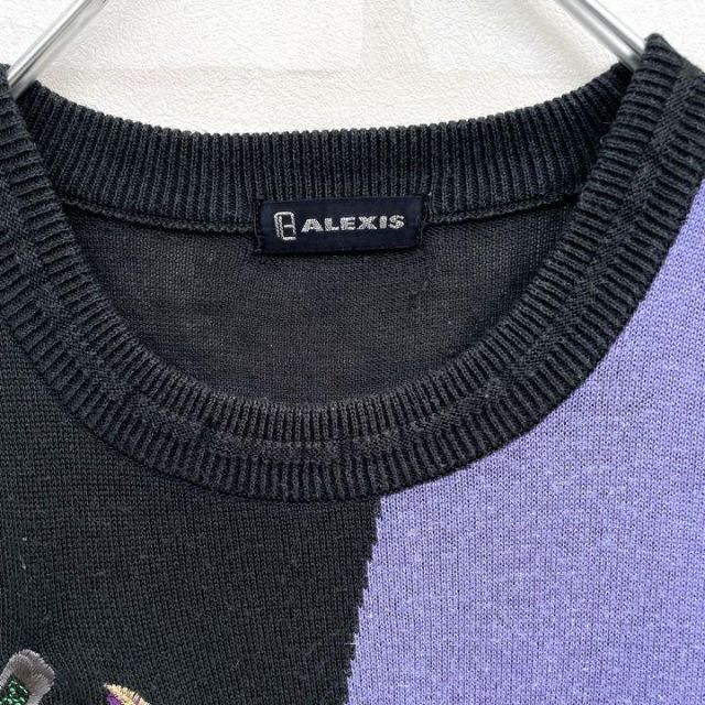 総柄刺繍】レトロ ヴィンテージ 奇抜デザイン 総刺繍 ニット 総柄刺繍】レトロ ヴィンテージ 奇抜デザイン 総刺繍 ニット