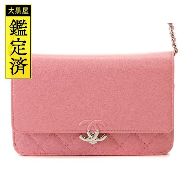 シャネル チェーンウォレット キャビアスキン ピンク シルバー金具【434】 | フリマアプリ ラクマ