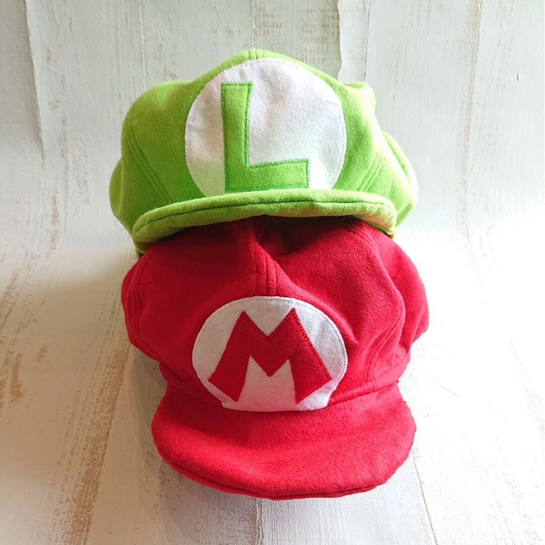 マリオ&ルイージ風☆なりきりキャップ☆ハンドメイド キッズ/ベビー/マタニティのこども用ファッション小物(帽子)の商品写真