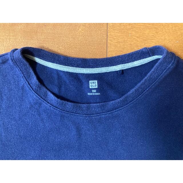 UNIQLO(ユニクロ)のデニムパンツ140  と　ストライプ長袖Tシャツ150  セット キッズ/ベビー/マタニティのキッズ服男の子用(90cm~)(Tシャツ/カットソー)の商品写真