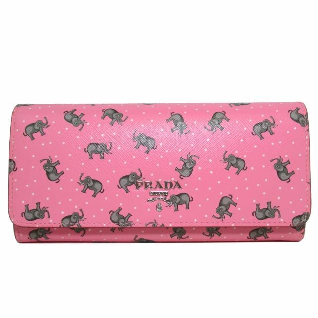 PRADA(プラダ)の【中古】 プラダ 長財布 1MH132 エレファント プリント パスケース付 レディースのファッション小物(財布)の商品写真