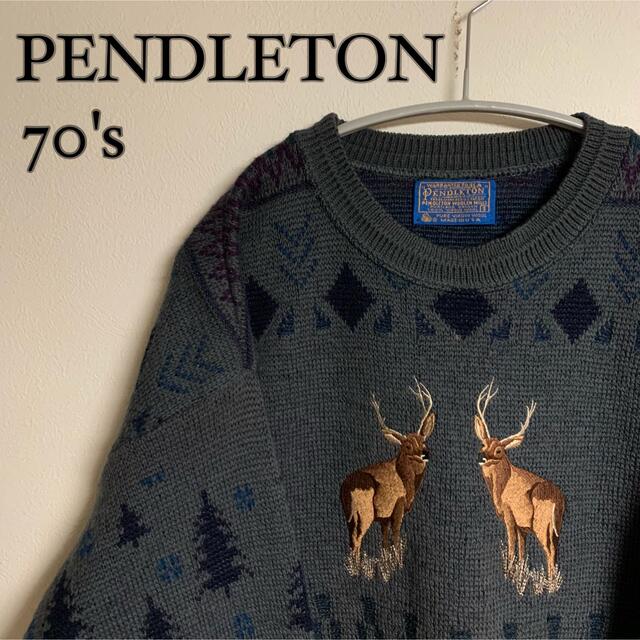 PENDLETON - 【極希少】PENDLETON 70s ノルディック柄 鹿刺繍 ニット USA製の通販 by duuu15's shop｜ペンドルトンならラクマ