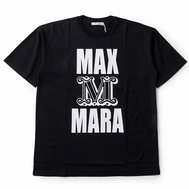 美品】MaxM美品】MaxMaraマックスマーラロゴTシャツブラックコットン-