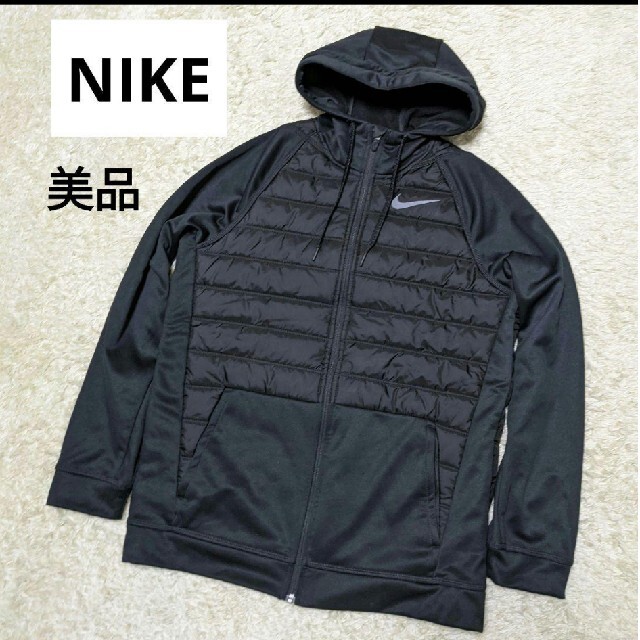 NIKE　ナイキ　中綿　キルティング　ロゴ　パーカー　スポーツウェア　ブラックメンズ