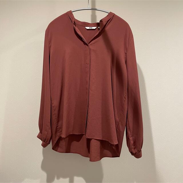 UNIQLO(ユニクロ)のユニクロ　ノーカラーブラウス　Mサイズ レディースのトップス(シャツ/ブラウス(長袖/七分))の商品写真