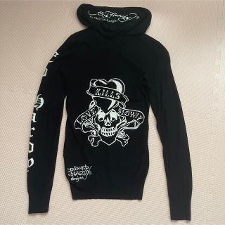 エドハーディ　ニット　パーカー　刺繍　ドクロ　Ed Hardy