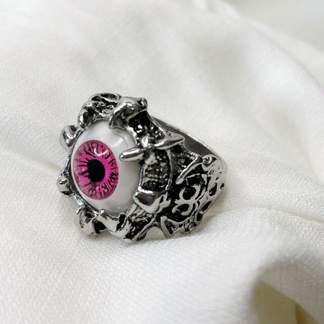 シルバーリング メンズ 目玉 ピンク 赤 22号 メンズのアクセサリー(リング(指輪))の商品写真