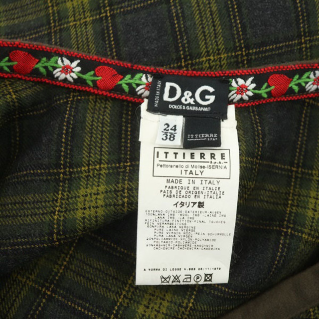 D&G(ディーアンドジー)のドルガバ ドルチェ&ガッバーナ D&G チェックフレアスカート 膝丈 カシミア混 レディースのスカート(ひざ丈スカート)の商品写真