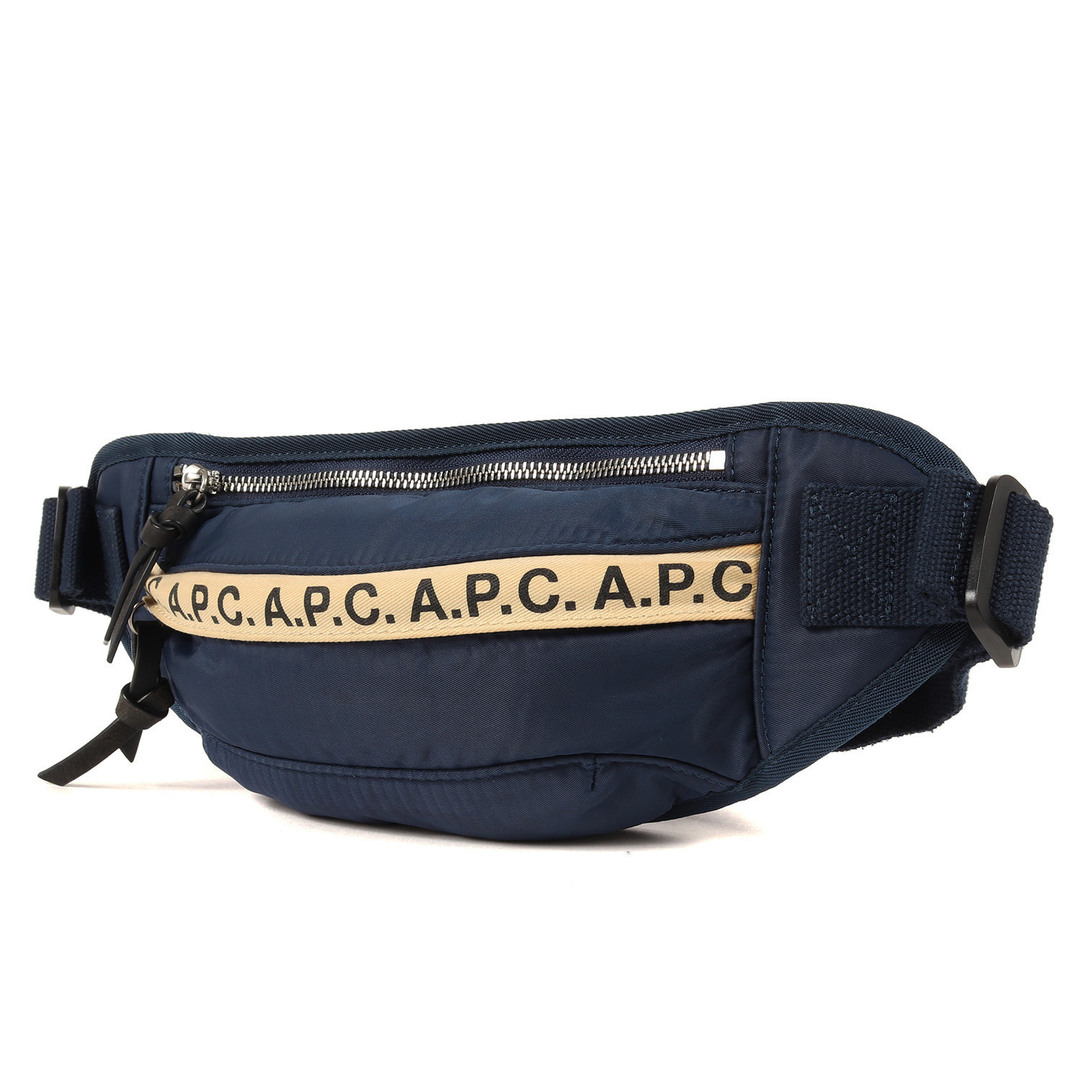 A.P.C(アーペーセー)のA.P.C. アーペーセー ブランド ネーム ロゴ ナイロン ボディ バッグ / ウエスト ポーチ  ヒップ 18AW ネイビー 紺 カバン 【メンズ】【中古】 メンズのバッグ(ウエストポーチ)の商品写真